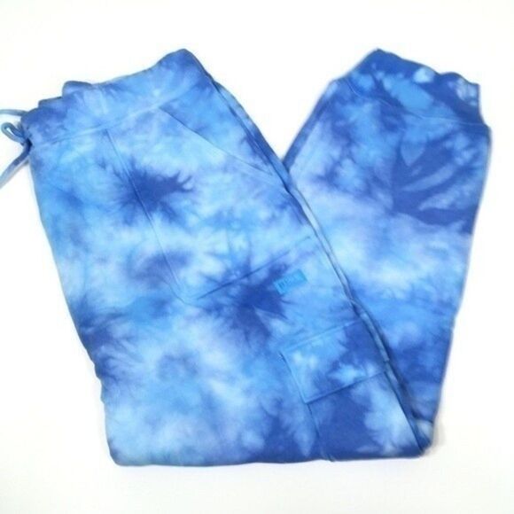 NWT VICTORIA'S SECRET PINK HIGH WAIST BLUE TIE DYE CARGO JOGGER SWEATPANTS‎ - Picture 3 of 9